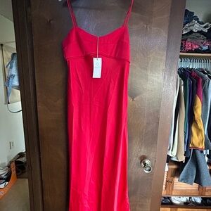 Elegant Red Spaghetti Strap Dress